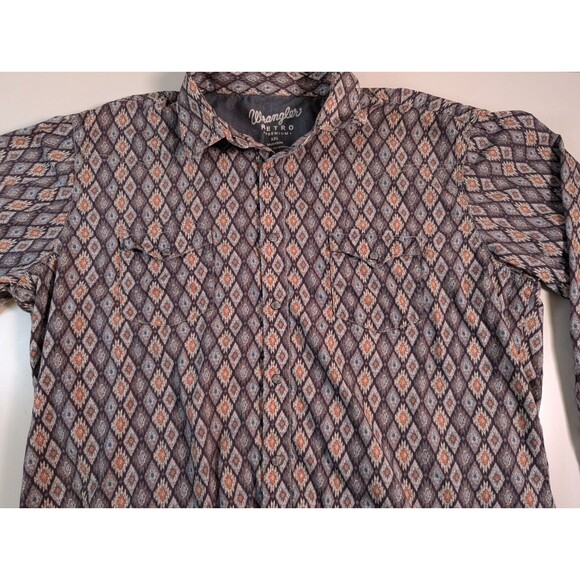 Wrangler Retro Men's Premium Indigo Snap Denim Long Sleeve Western Shirt Sz XXL - Picture 8 of 11